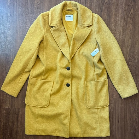 Old Navy Jackets & Blazers - Old Navy Women’s Moleskin/ Faux Fur Peacoat Jacket Gold M